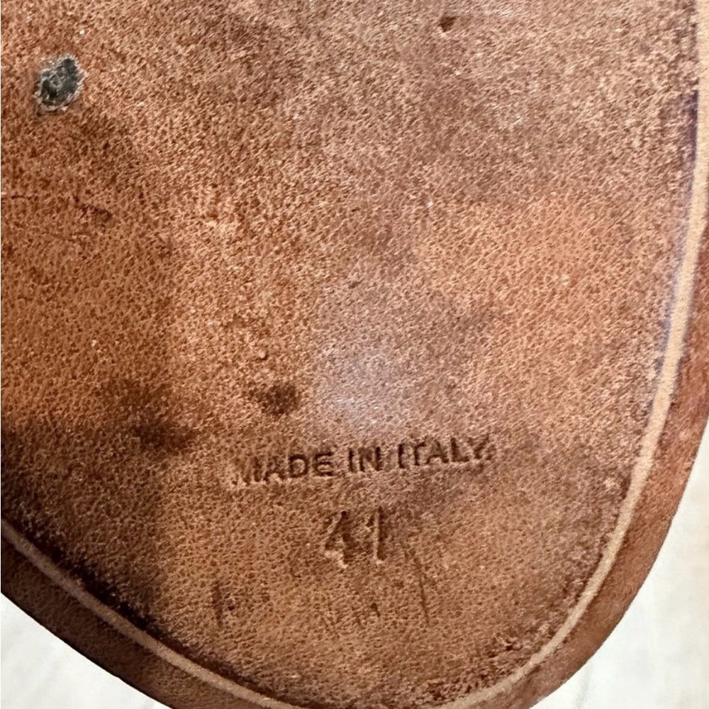 Givenchy Paris Leather Colorblock Wedge Sandals Gold Heel Blue White 41 11 - Picture 11 of 11